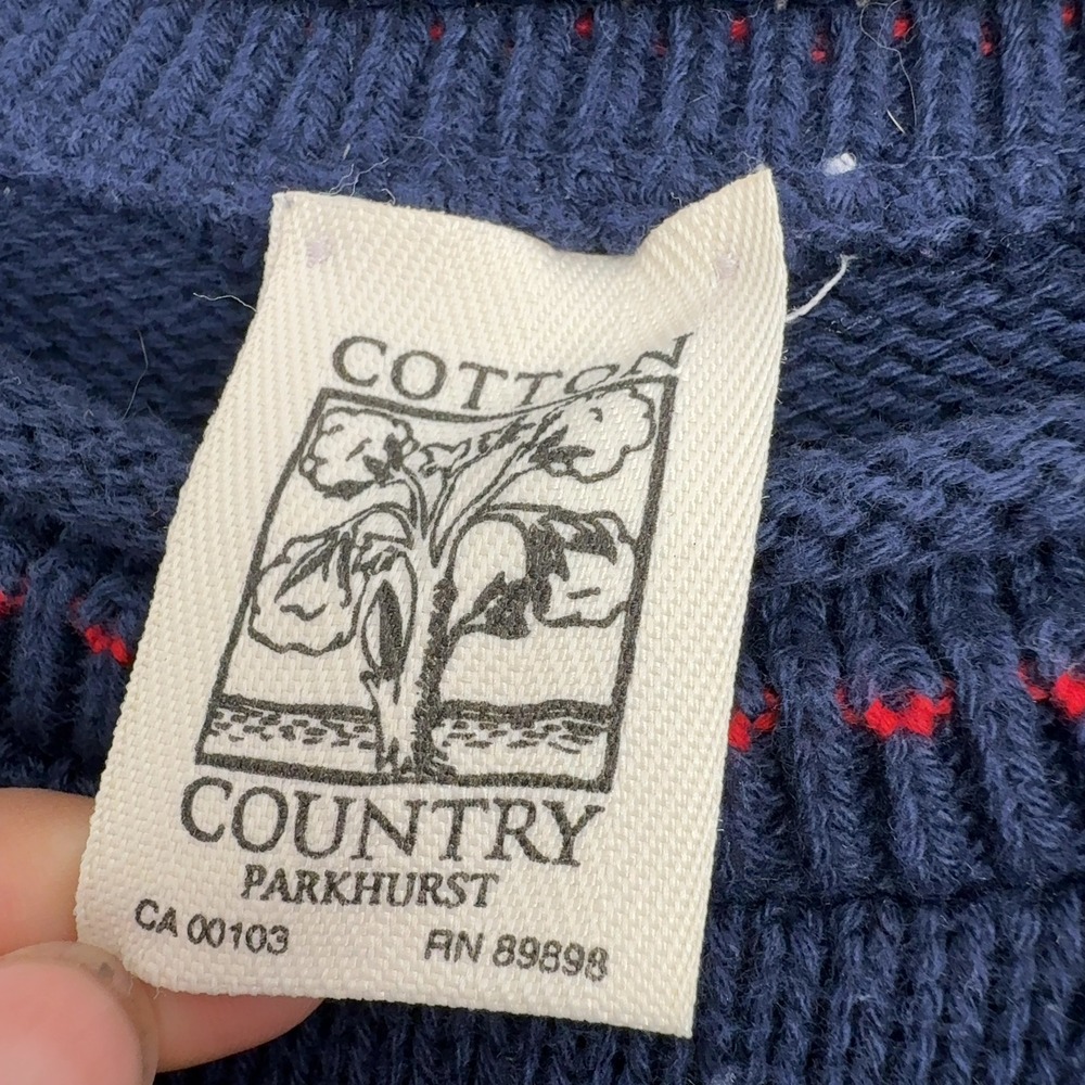Cotton Country Parkhurst Sweater Mens XL Blue Cotton USA Flag Americana Vintage - Picture 2 of 8
